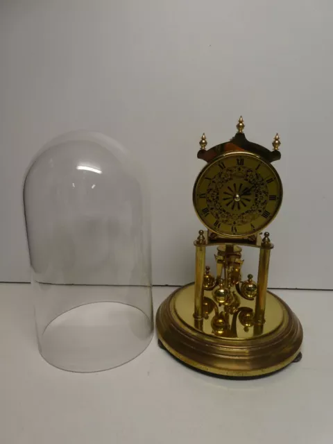 Vintage Kundo 400 Day German Made Brass Glass Dome Clock