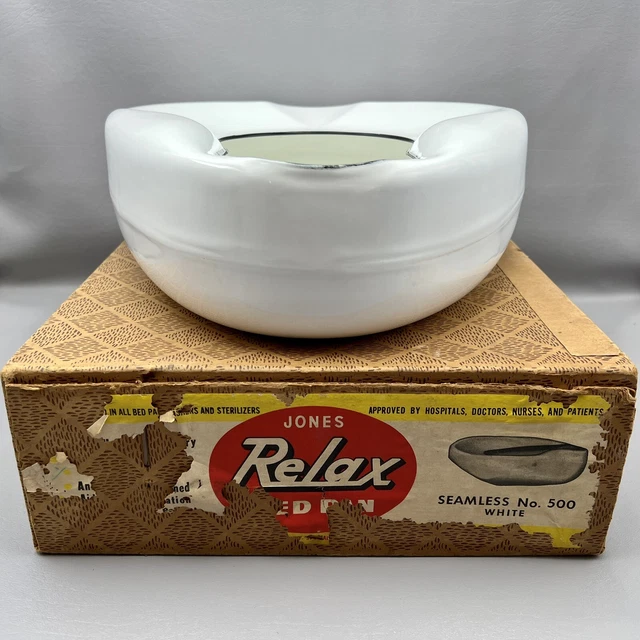 VINTAGE RELAX JONES Seamless Bed Pan No 500 With Box Hospital Doctor