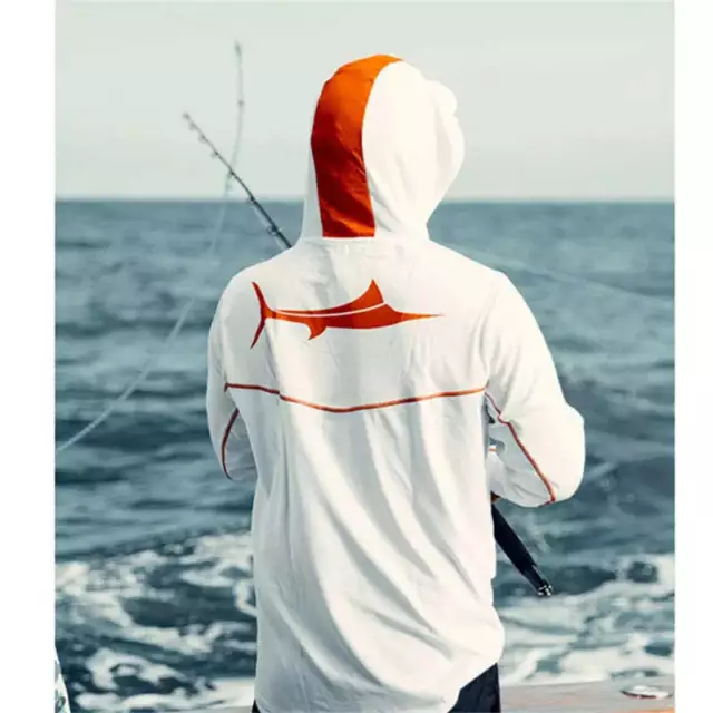 MEN'S FISHING SHIRT Mask Long Sleeve Hooded light UV sun protection ...