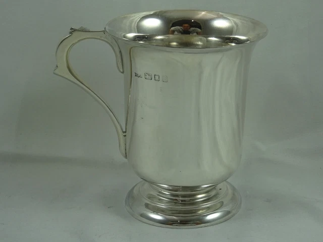 ART DECO sterling silver CHRISTENING MUG, 1957, 125gm