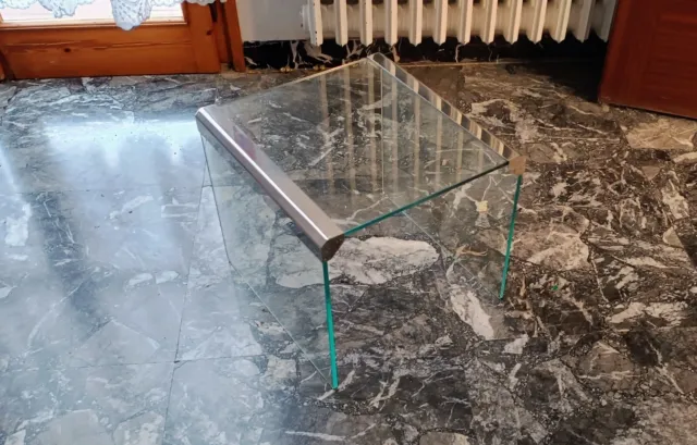 tavolino quadrato vetro/acciaio