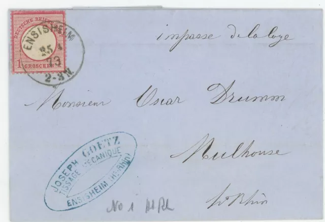 Deutsches Reich Elsass Brief Ensisheim Mülhausen 1873