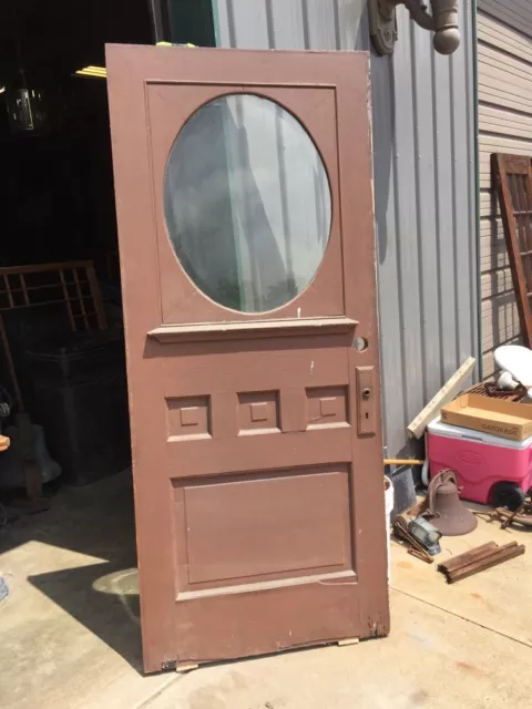 D 223 Antique Half Beveled Glass Oval OAk Entrance Door