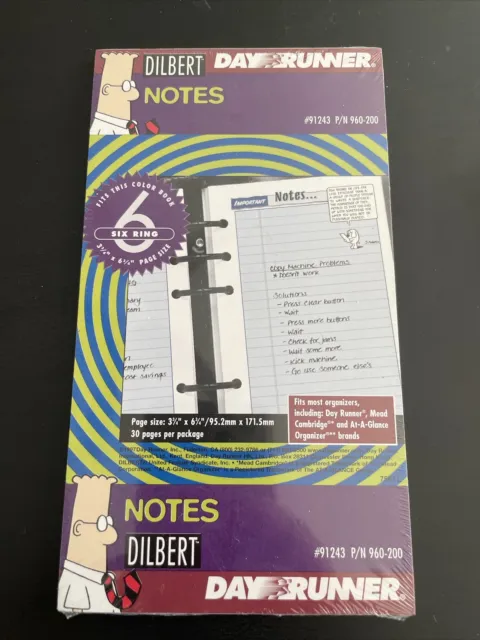New NOS Dilbert Day Runner DayRunner Notes 6 Ring Planner 30 Pages #91243