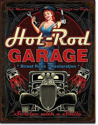Vintage Replica Tin Metal Sign Hot Rod Street Performance Shop work Garage 1990