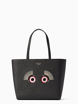 Kate Spade Original Owl Collection "Fuzzy Lissey" Large Leather Tote $358 Nwt