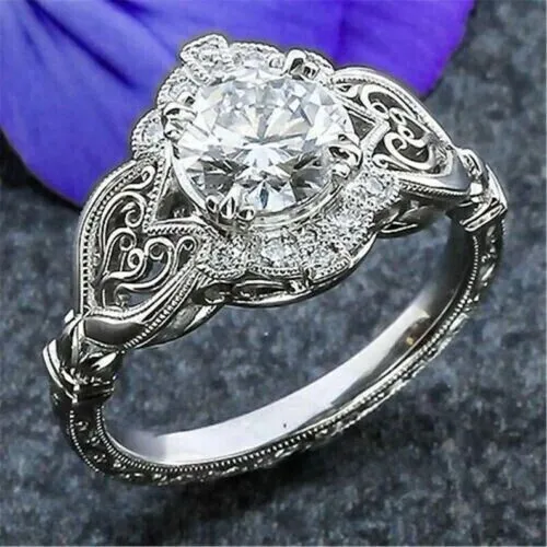 Art Deco Vintage Style 2.50Ct Lab Created Diamond 925 Silver Wedding Ring