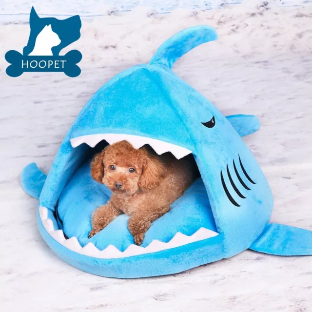 Shark Dog Cat Pet Canopy Teepee Tent House Bed Kennel With Matching Pad