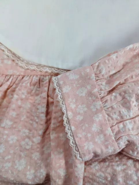 Vintage Handmade Size 5 Girls seersucker Dress Pink & White Childrens Clothes 3