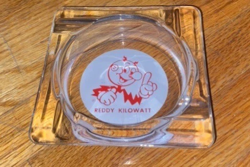 Vintage Reddy Kilowatt ACL Glass Ashtray 3 3/4 Inch
