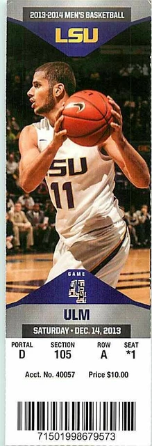 Ticket College Basketball ULM 2013 - 14  12.14 - LSU Tigers