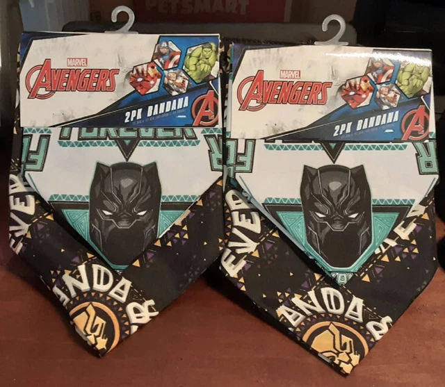 Marvel Avengers Two-2pk Bandana 17.5” x 17.5” Wakanda Forever Black Panther New