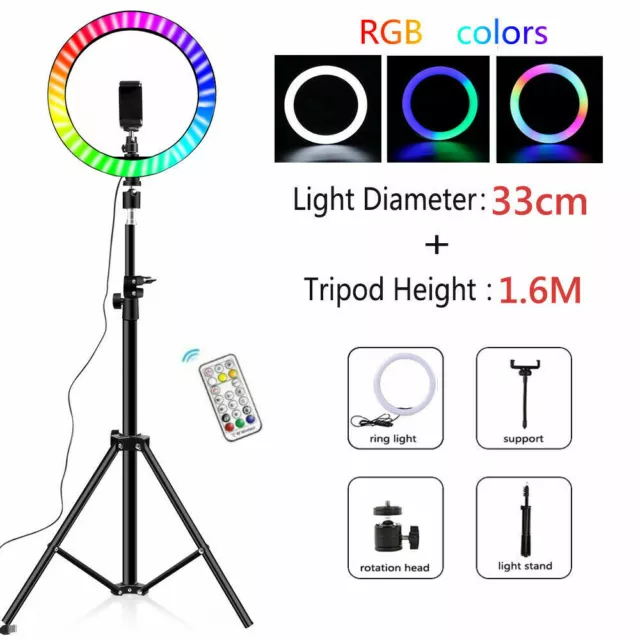 13'' Selfie Ring Light with Tripod Stand Phone Holder&Remote for iPhone Android