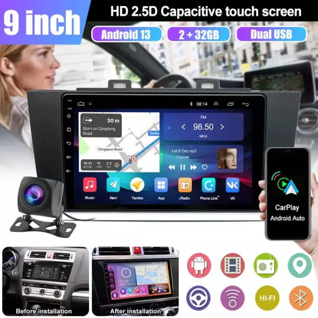 Für 2015-18 Subaru Legacy Outback Apple Carplay Android 13 Autoradio GPS 2+32G