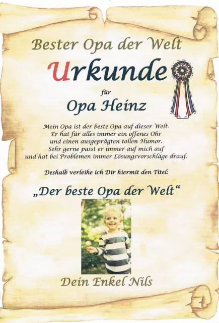 Urkunde Für Den Besten Opa Der Welt Danksagung Geschenk Zu Weihnachten...