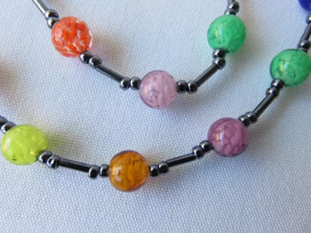 Murano Glass Beaded Necklace  -- Sterling Silver 3