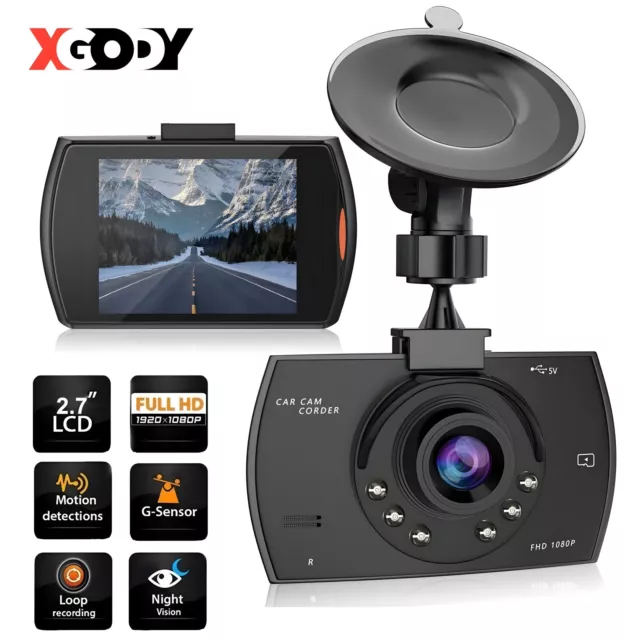 XGODY Front Dash Cam 1080P Full HD Car DVR Video Recorder Night Vision Camera AU