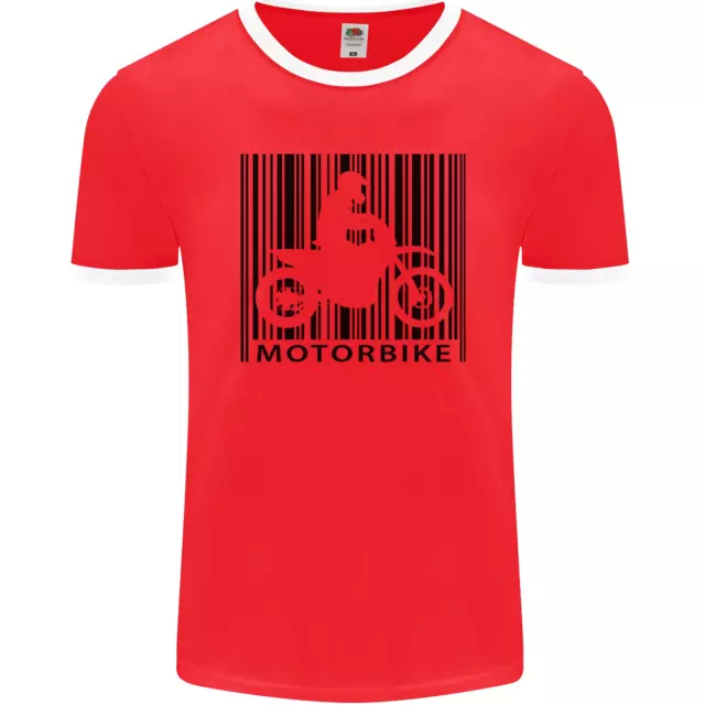 T-shirt Ringer Moto Codice a Barre Biker Motociclo Uomo FotoL