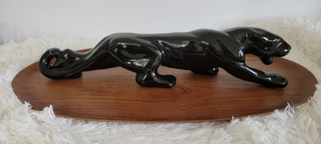 Vintage Stalking Black Panther/jag Statue 25” Ceramic. MCM
