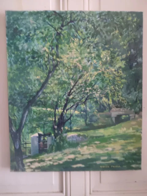 Fernand Proust (20th) Oil on Canvas " Park Jouvet IN Valencia " July 1981