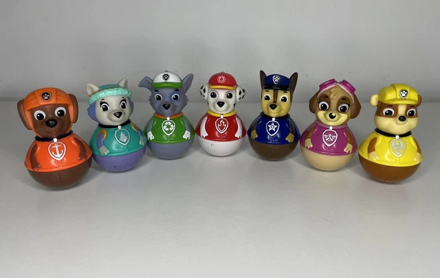 Paw Patrol Weebles COMPLETE SET of 7 Pups Including Rare Everest Weeble