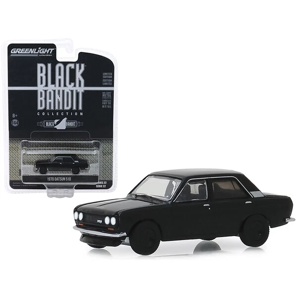 1970 Datsun 510 4-Door Sedan "Black Bandit" Series 22 1/64 Diecast Model Car ...
