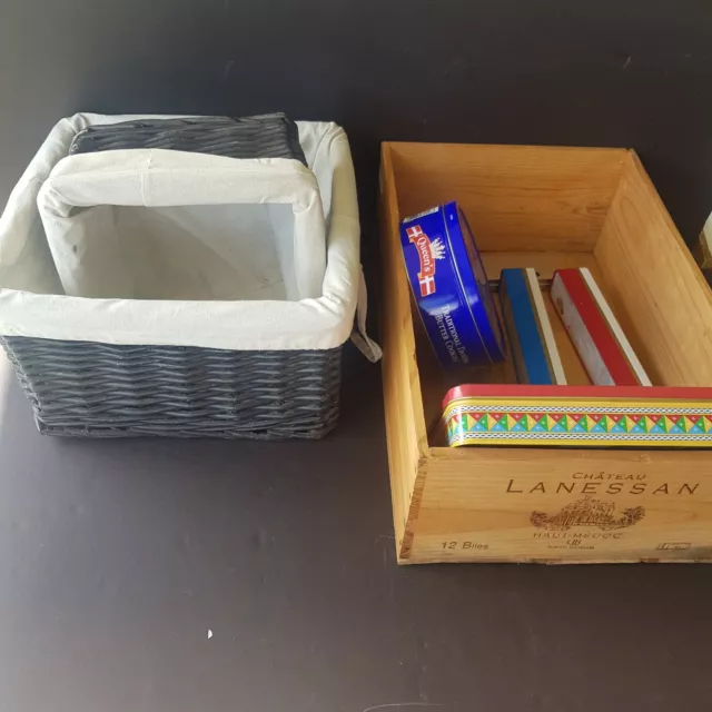 Timber Wine Box, 2 Wicker Box, 5 metal box - Buyer Must Collect Darlinghurst NSW