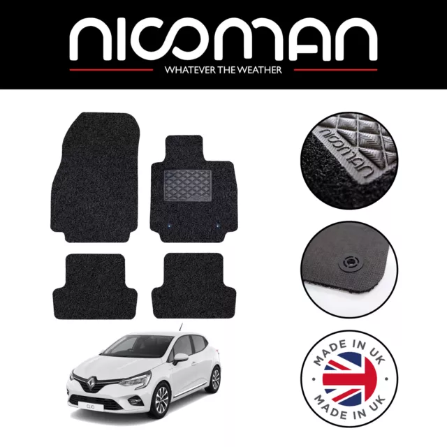 Renault Clio 2005-2019 GENUINE LUXURY Tailored Car Floor Mats Black Set