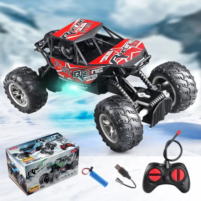 4-WAY REMOTE CONTROL Car with Light Anti-Slip Rubber Tire Outdoor Off ...