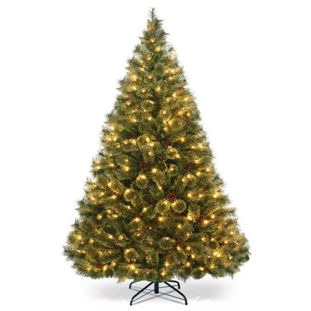 6Ft Pre-Lit PVC Artificial Carolina Christmas Pine Tree Decor Hinged w/LED