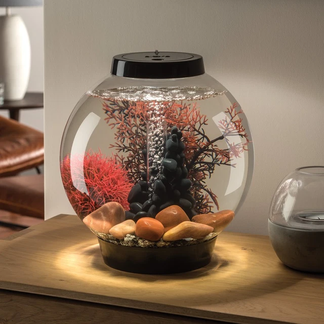FISH BOWL 4 Gallon Aquarium Tank with Accessories and Decor, White LED Light