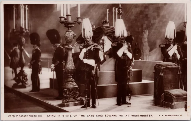 King Edward VII Funeral Lying in State Westminster RPPC Mendelssohn Postcard E84