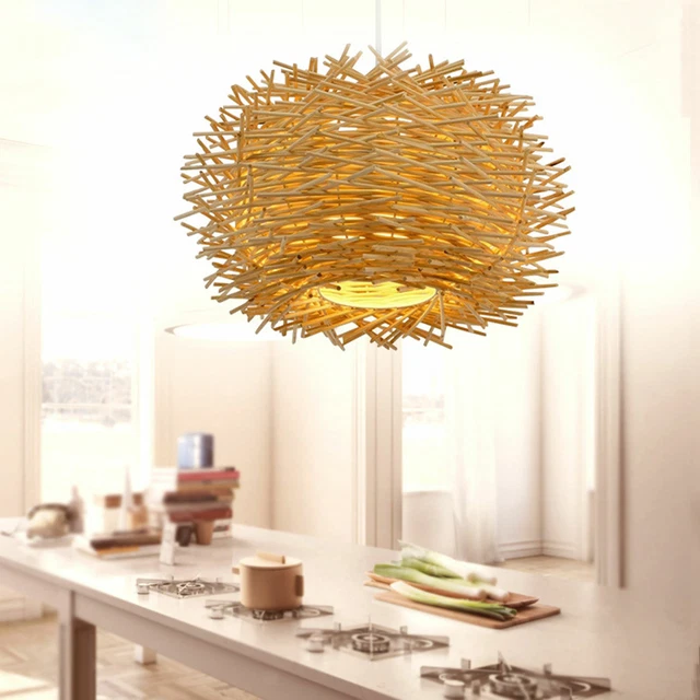 Rattan Ceiling Pendant Light Shade Hanging Lamp Chandelier Lampshade Natural