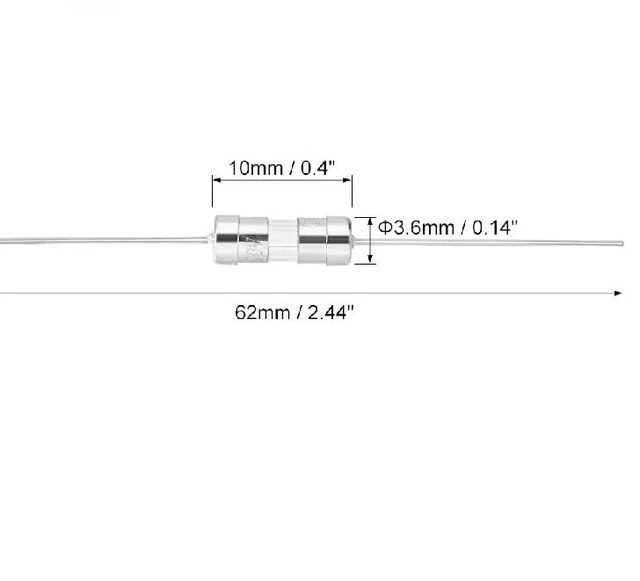 2x Fusibles 1A 2A 3A 3.6x10mm  en verre Temporisé - T0.1 A - 250v  1.5A a souder