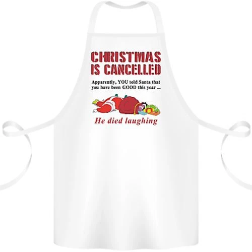 Christmas Is Cancelled Funny Santa Clause Cotton Apron 100% Organic