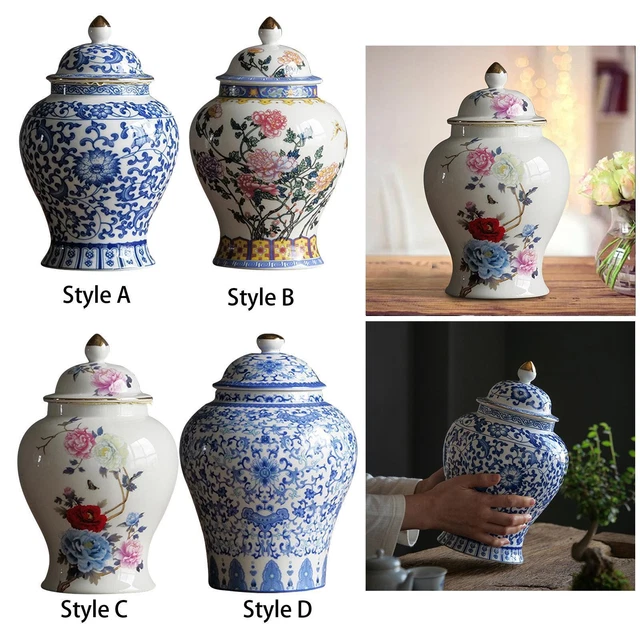 Chinese Style Ceramic Bud Vase Living Room Decoration Glazed Hand Painted Floral