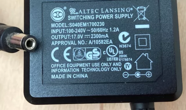 Original Altec Lansing 17 V 2300mA S040EM1700230 Netzteil Netzteil Netzteil 2