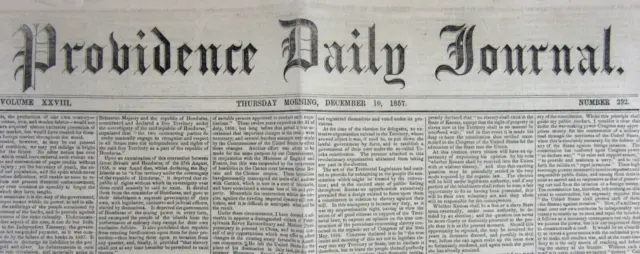 Rhode Island Newspaper Buchanan State of Union Mormon War Bleeding Kansas 1857