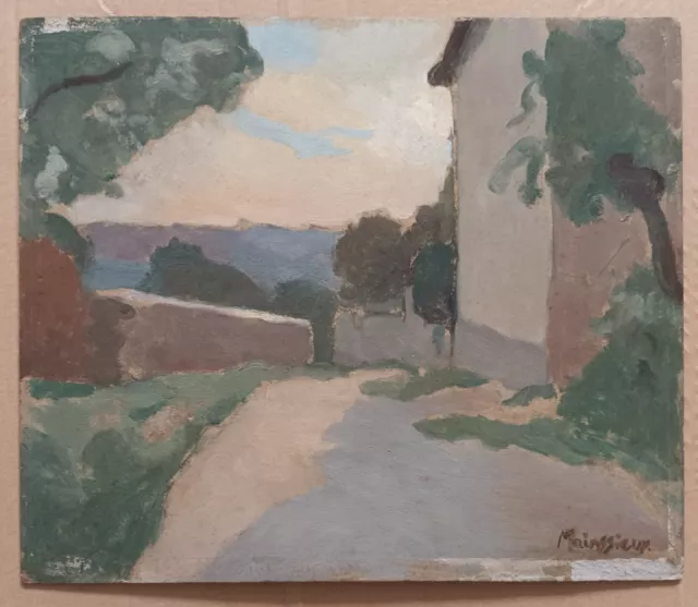 Antique Recto Verso painting by Lucien Mainssieux - landscape and portrait