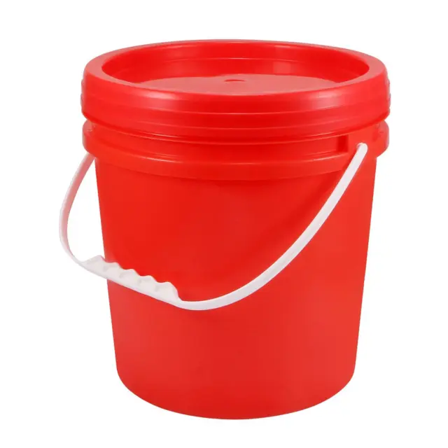 Cubo de pintura de plástico recipiente multiusos 2,64 galones/10 L caja de pintura con tapa roja