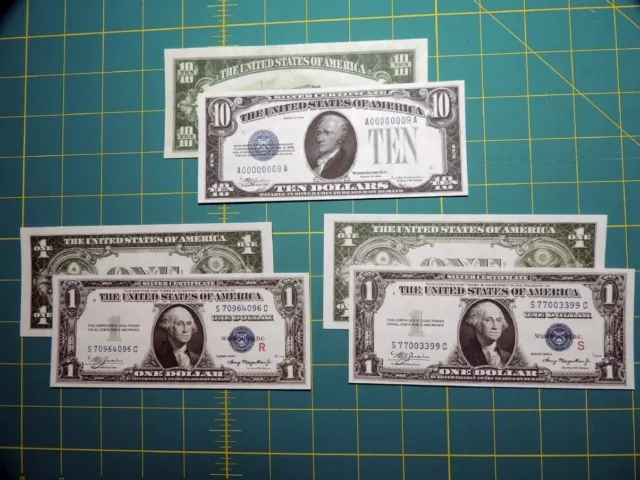 1933 & 1935 Silver Certificate Set Reproduction U.S. Currency Paper Money Copy