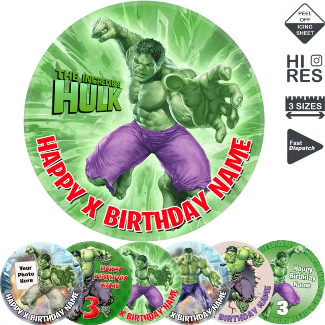 The Hulk Cake Topper Decoration Personalised Round Circle Edible Icing Print