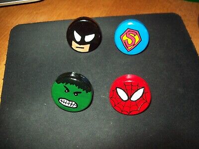 Hand Painted Drawer/Cabinet DC/Marvel Superhero's Wood Knobs Group of Four..Nice
