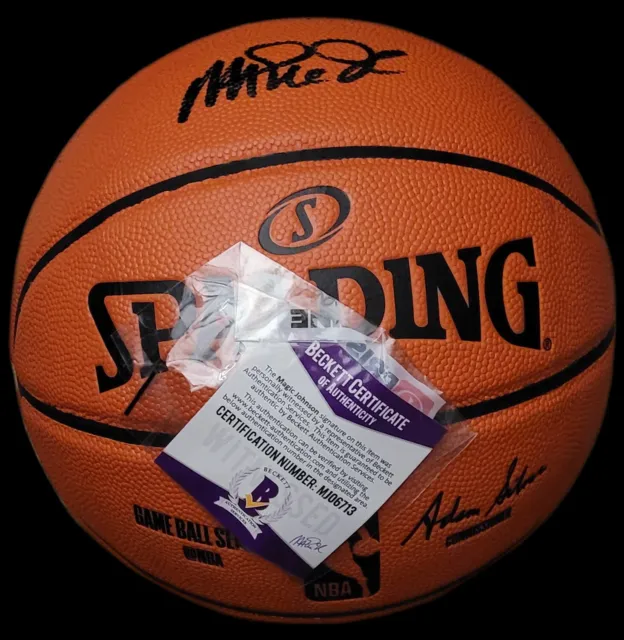 Magic Johnson Autographed Official NBA Spalding BAS.  Game Ball Series