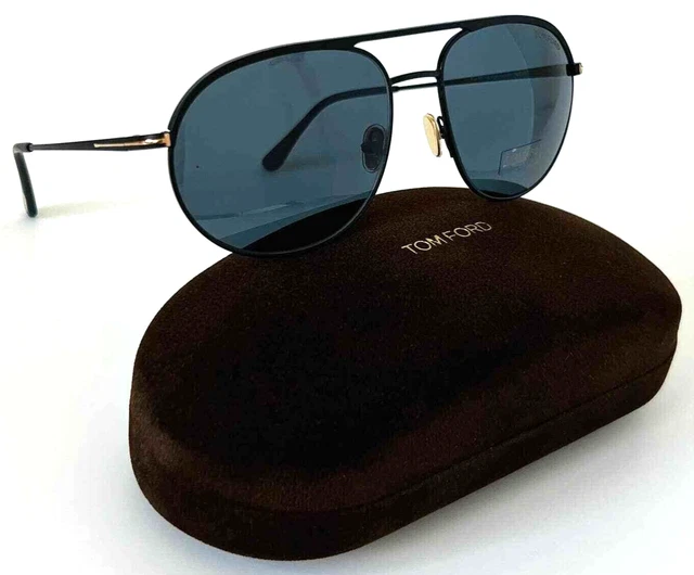 New Tom Ford Gio Tf772 02A Aviator Black/Grey Lenses Authentic Sunglasses 59-17