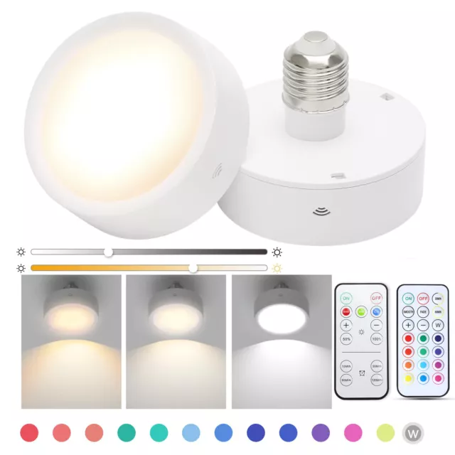 LED Puck Light E26/27 Base Light Bulbs Dimmable Battery Powered for Sconce Light