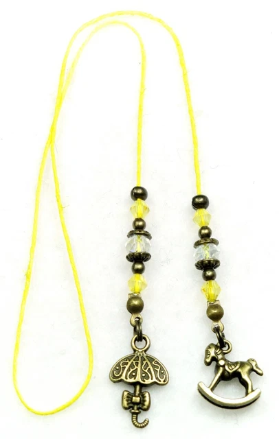 Book Thong / Bookmark - UMBRELLA & ROCKING HORSE in Yellow - NEW!! Baby. Shower.