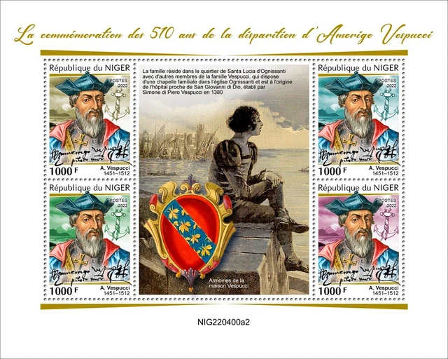 Explorer Amerigo Vespucci MNH Stamps 2022 Niger M/S