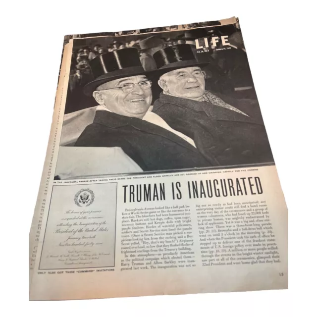President Harry S. Truman 1949 Rare Life Magazine Article 11 Pages Of Photos C00