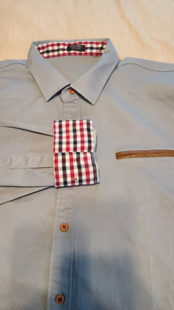 Coofandy Leather Accents Mens Casual Dress Shirt Button down Long Sleeve